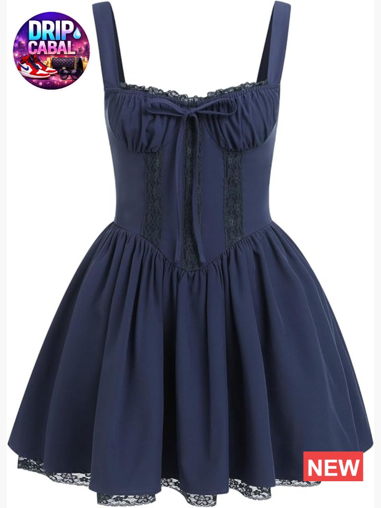 Women's Spaghetti Strap Lace Corset Mini Sundress Bustier